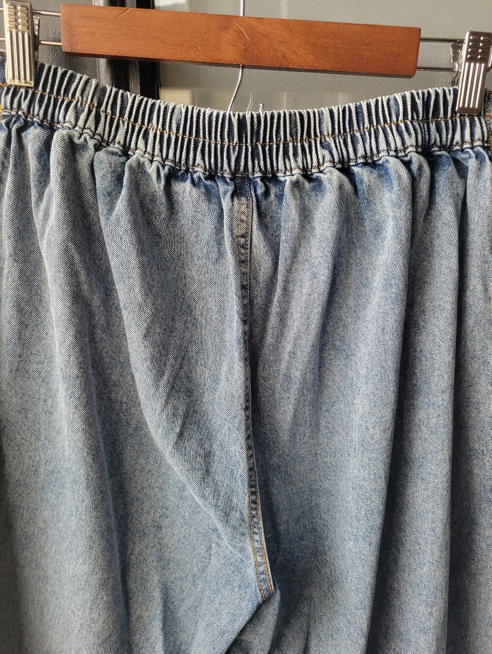 Hunter & Brown Light Wash Wide-Leg Denim Women's Pants Size M Elastic Waist - Picture 8 of 13